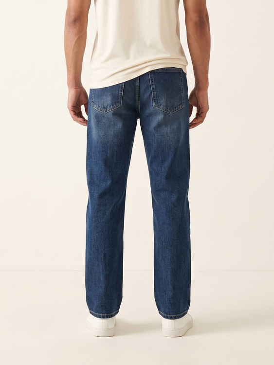 Dark Blue Basic Straight Fit Jeans