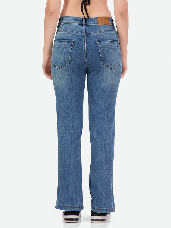 Slit cut stretchable denim jeans