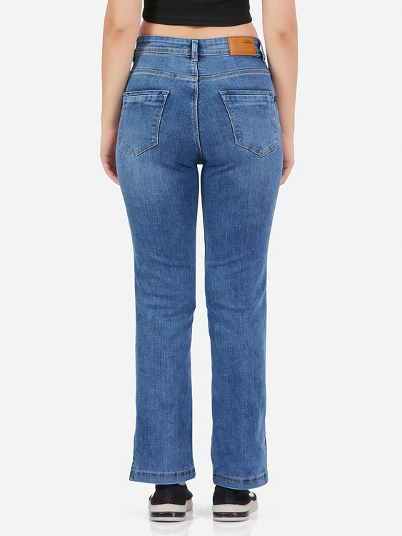 Slit cut stretchable denim jeans